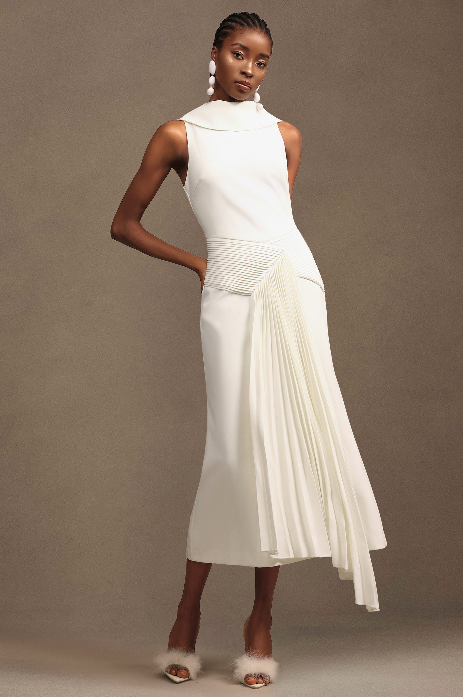Jozie Sleevess Fold Fish Tail Maxi Dress