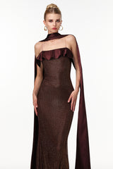 Zainab Elegant Contour Rhinestone Knit Maxi Dress