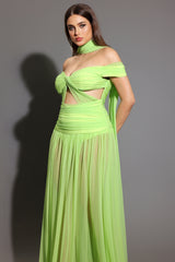 Peoph Off-The-Shoulder Hollowed Out Maxi Dress