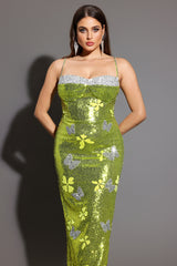 Raisin Sleeveless Diamond Sequin Maxi Dress