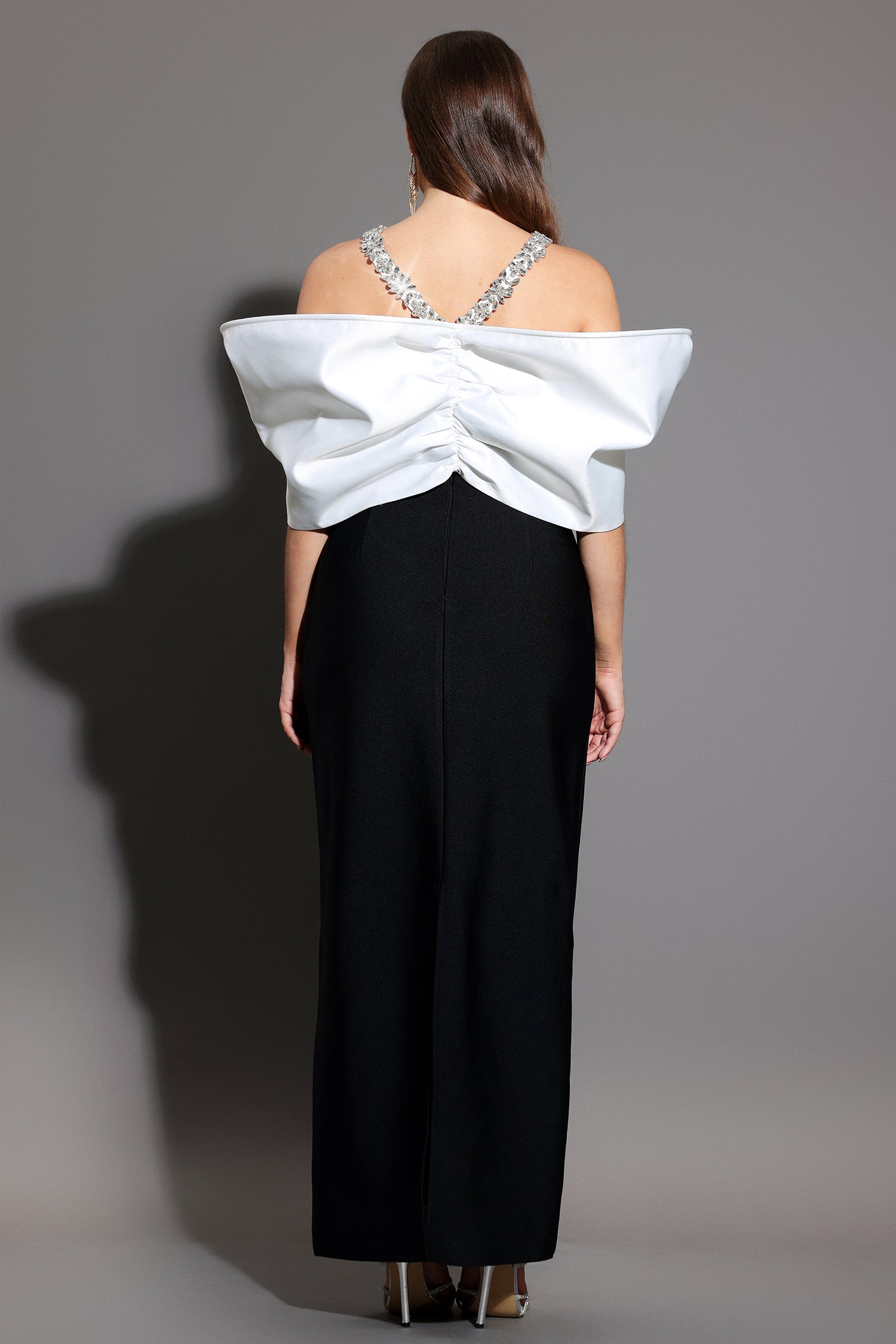 Lucifa Halter Sleeveless Bow Diamond Ribbon Bandage Maxi Dress