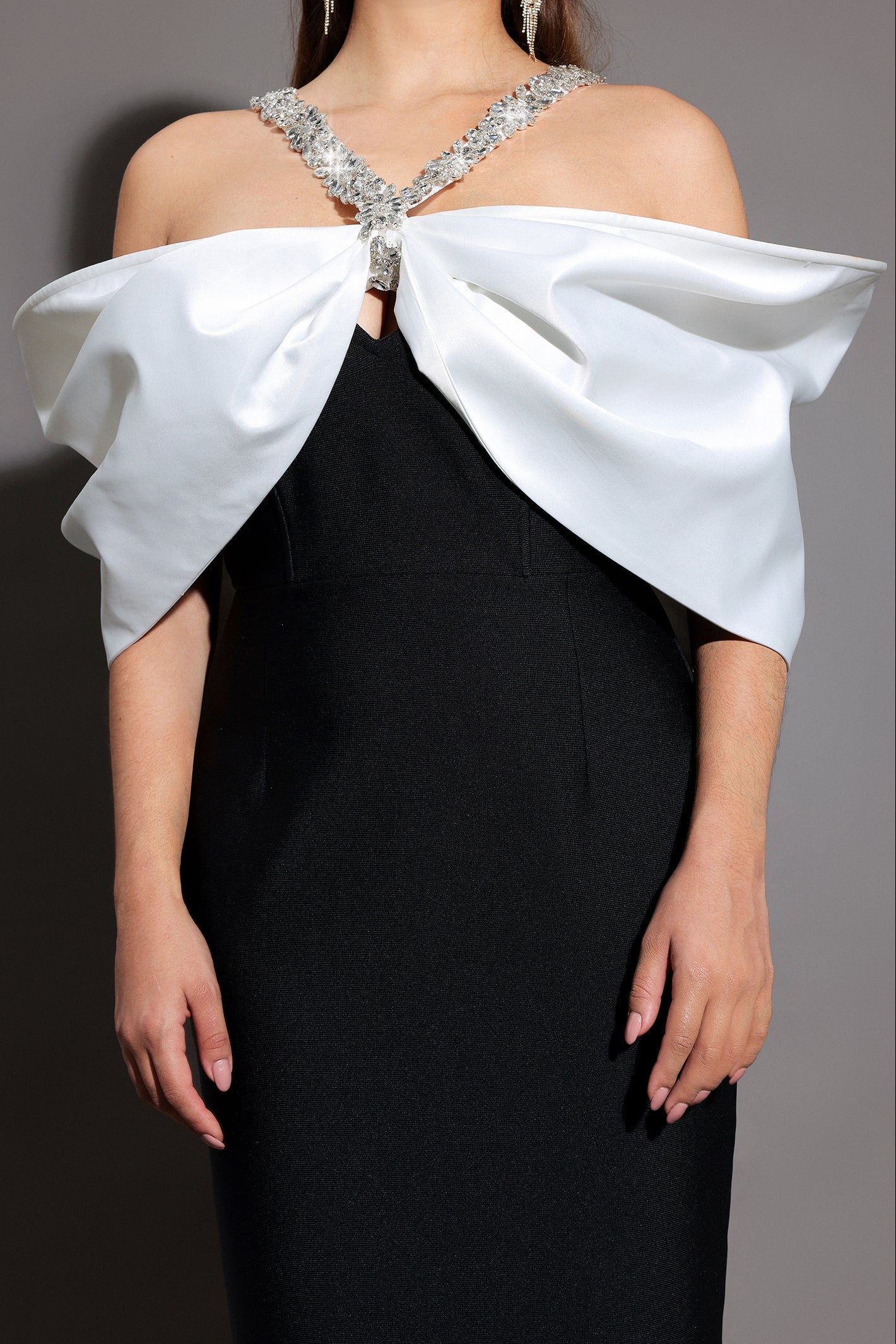 Lucifa Halter Sleeveless Bow Diamond Ribbon Bandage Maxi Dress