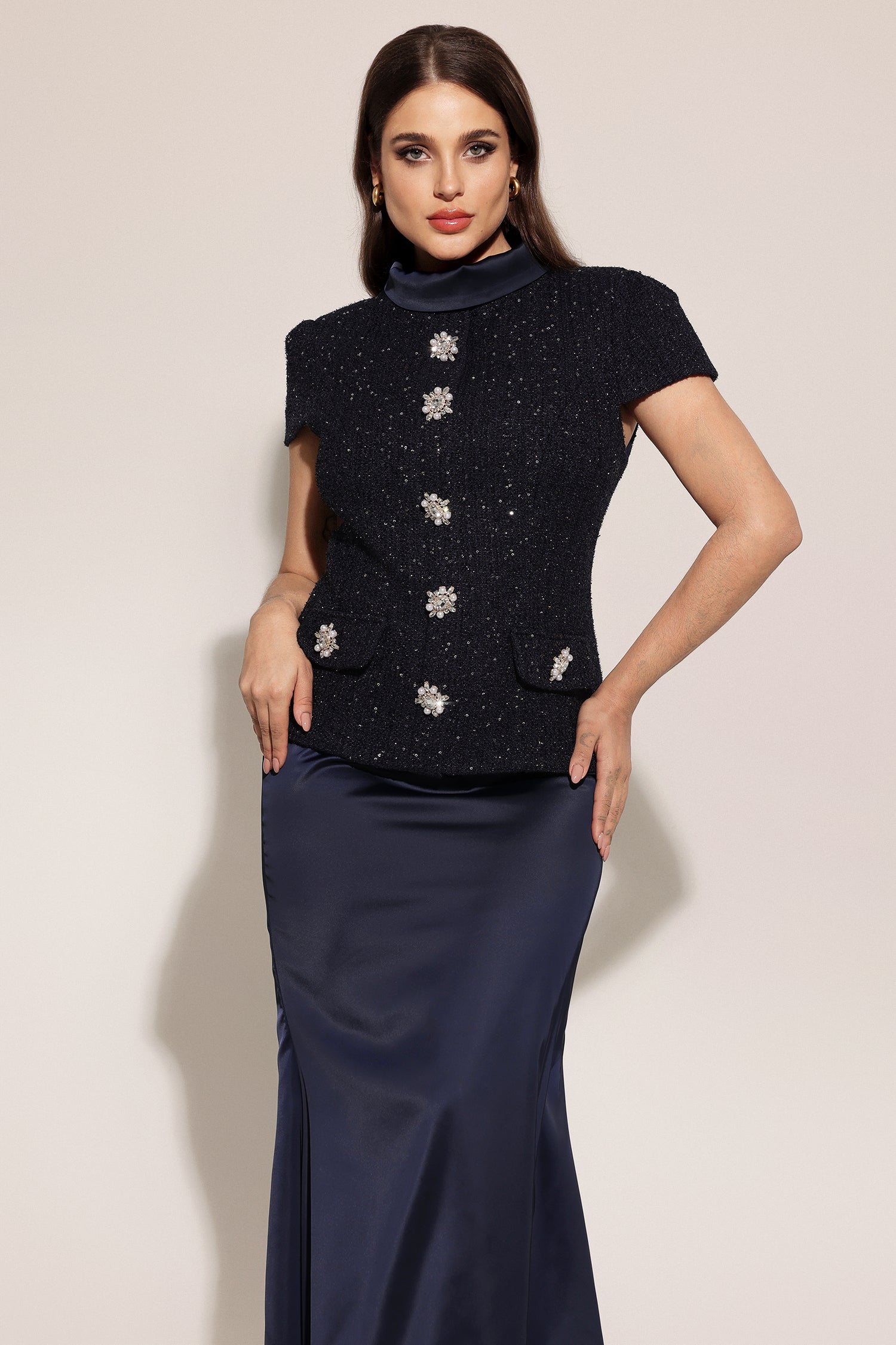 Isabeau Short Sleeve Round Neck Maxi Two-Piece Set