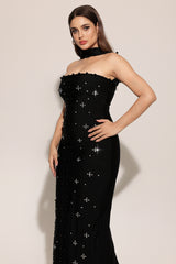 Nesya Sleeveless Pearl Bandage Maxi Dress