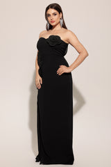 Stretchy Sleeveless Flowers Slit Bandage Maxi Dress