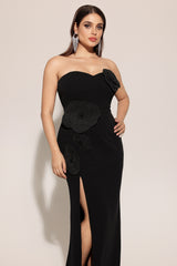 Stretchy Sleeveless Flowers Slit Bandage Maxi Dress