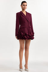 Leonie Elegant Tailored Long Sleeve Woven Red Mini Dress