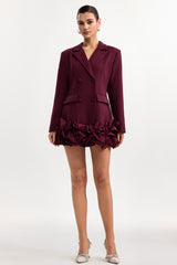 Leonie Elegant Tailored Long Sleeve Woven Red Mini Dress