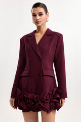 Leonie Elegant Tailored Long Sleeve Woven Red Mini Dress