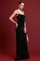 Ibbie Glamorous Contour Sleeveless High Slit Sequin Maxi Dress