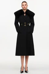 Gilda Classic Tailored Long Sleeve Faux Fur Woven Coat