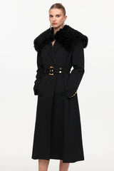 Gilda Classic Tailored Long Sleeve Faux Fur Woven Coat