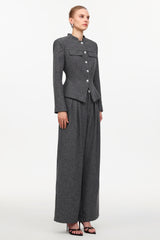 Jye Classic Tailored Long Sleeve Rhinestone Woven Blazer And Pants Two-Piece Set
