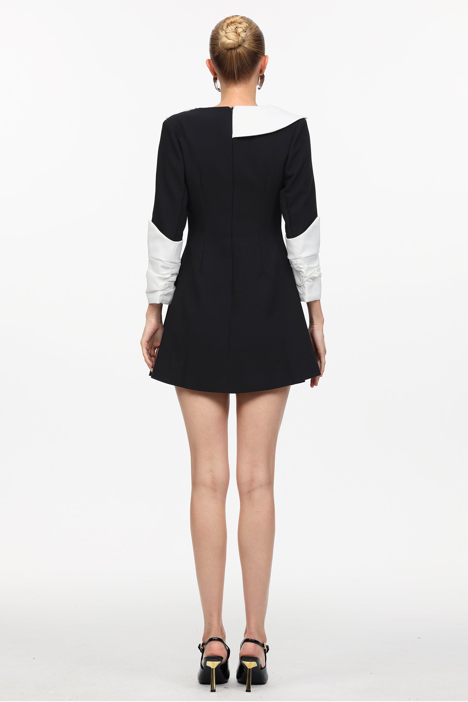 Kyler Elegant Tailored Long Sleeve Contrast Woven Mini Dress