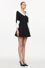 Kyler Elegant Tailored Long Sleeve Contrast Woven Mini Dress