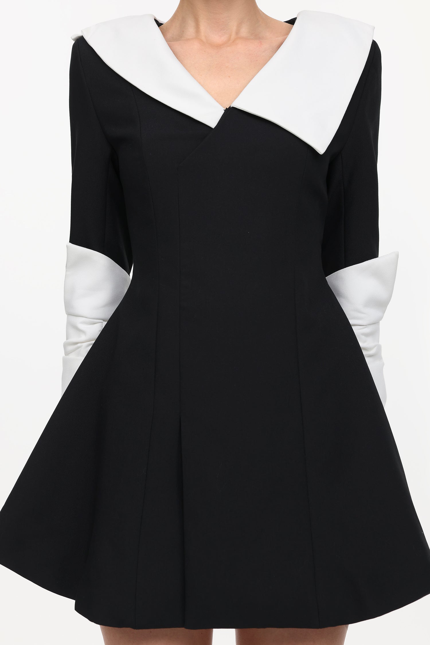 Kyler Elegant Tailored Long Sleeve Contrast Woven Mini Dress