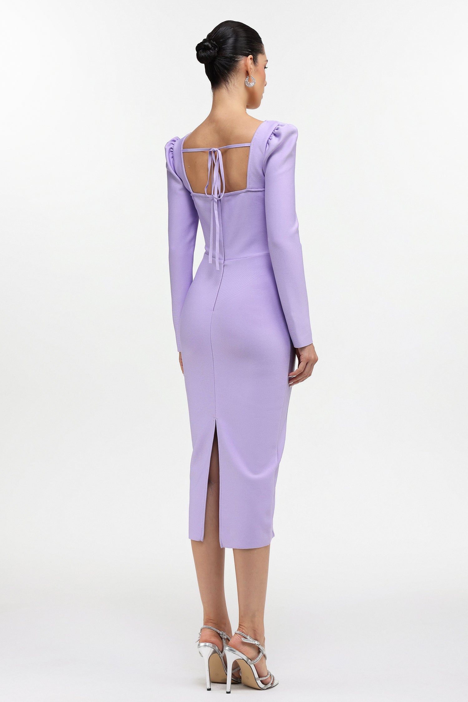 Parker Classic Cinched Waist Long Sleeve Bandage Maxi Dress