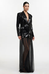 Saoirse Glamorous Tailored Long Sleeve Sequin Blazer