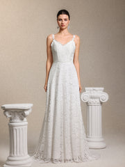 Tatum Romantic V Neck White Lace Maxi Dress