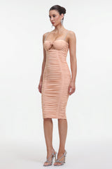 Lucia Romantic Contour Sleeveless Ruched Midi Dress