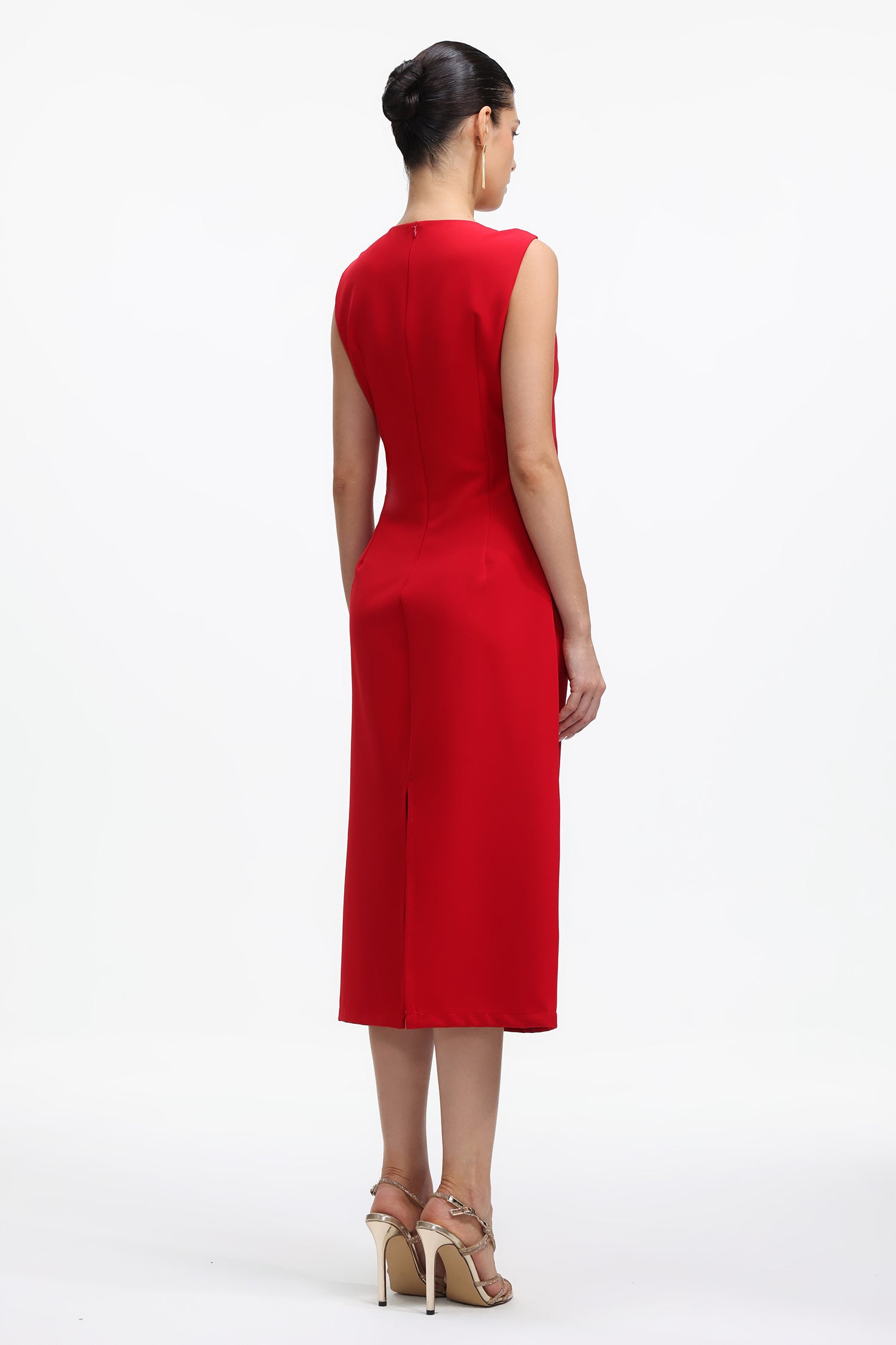 Zaria Classic Tailored Asymmetrical Woven Maxi Dress