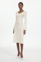 Darja Romantic Flowy Long Sleeve Lace Knit Midi Dress
