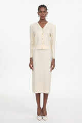 Serafe Romantic Contour Long Sleeve Knit Top And Skirt Two-Piece Set