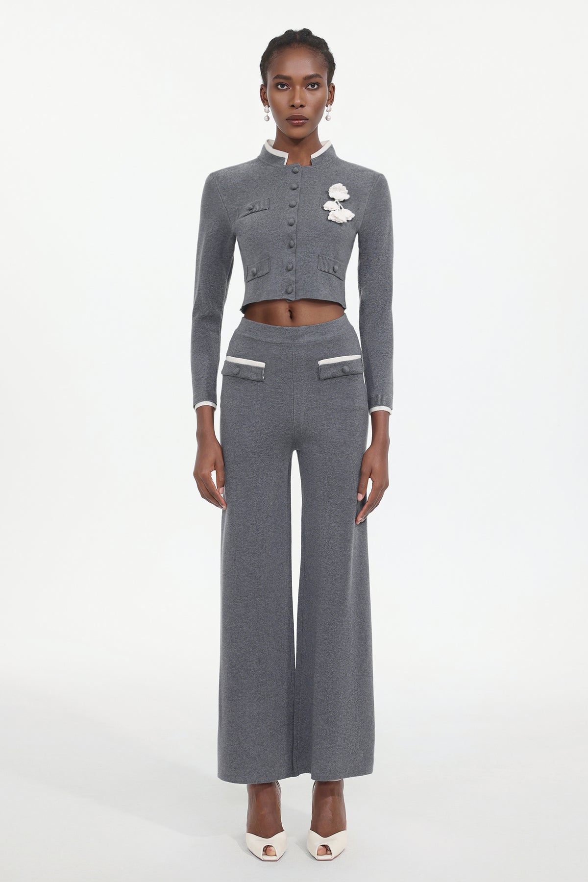 Tureal Elegant Contour Woven Top And Pants Two-Piece Set