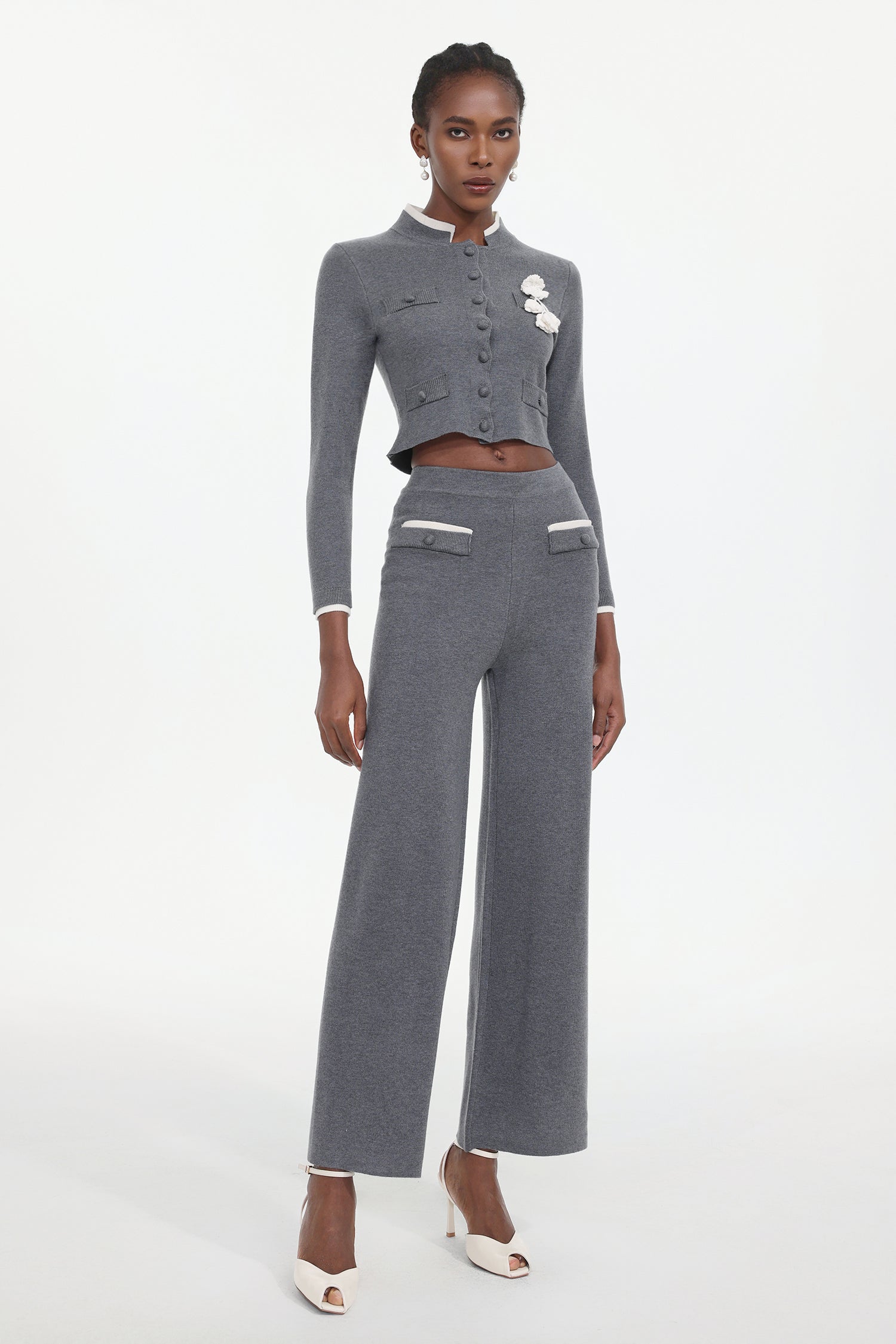 Tureal Elegant Contour Woven Top And Pants Two-Piece Set