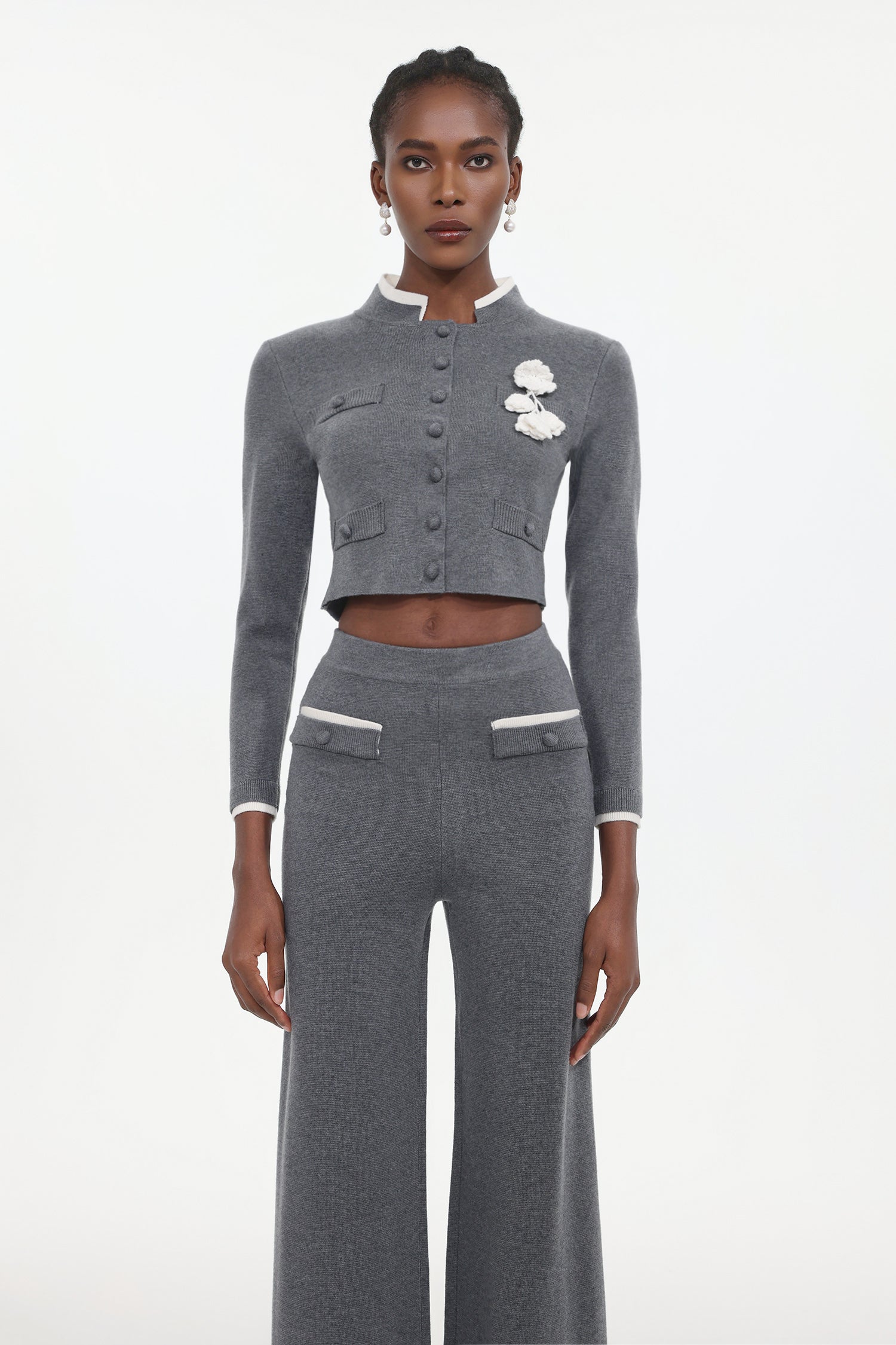Tureal Elegant Contour Woven Top And Pants Two-Piece Set
