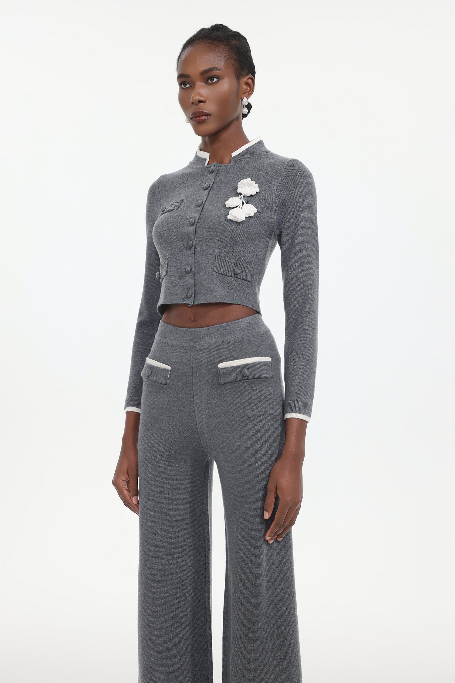 Tureal Elegant Contour Woven Top And Pants Two-Piece Set