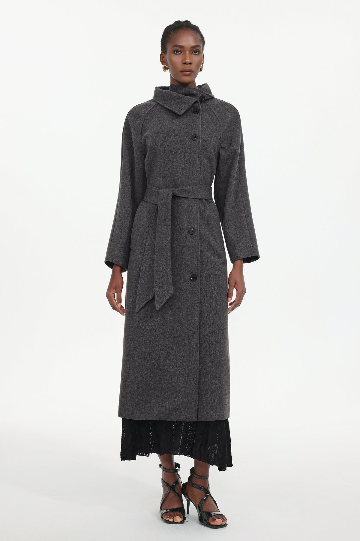 Rola Elegant Tailored High Neck Long Sleeve Woven Coat