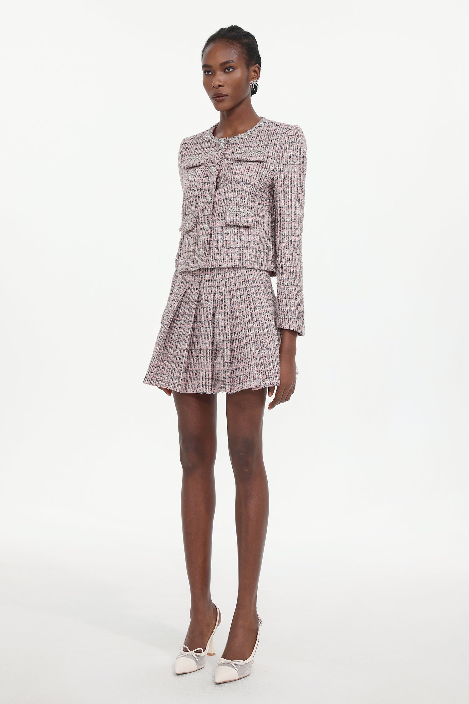 Habane Classic Tailored Tweed Top And Skirt Two-Piece Set