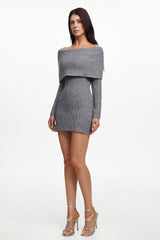 Jerlyn Classic Contour Off Shoulder Long Sleeve Knit Mini Dress