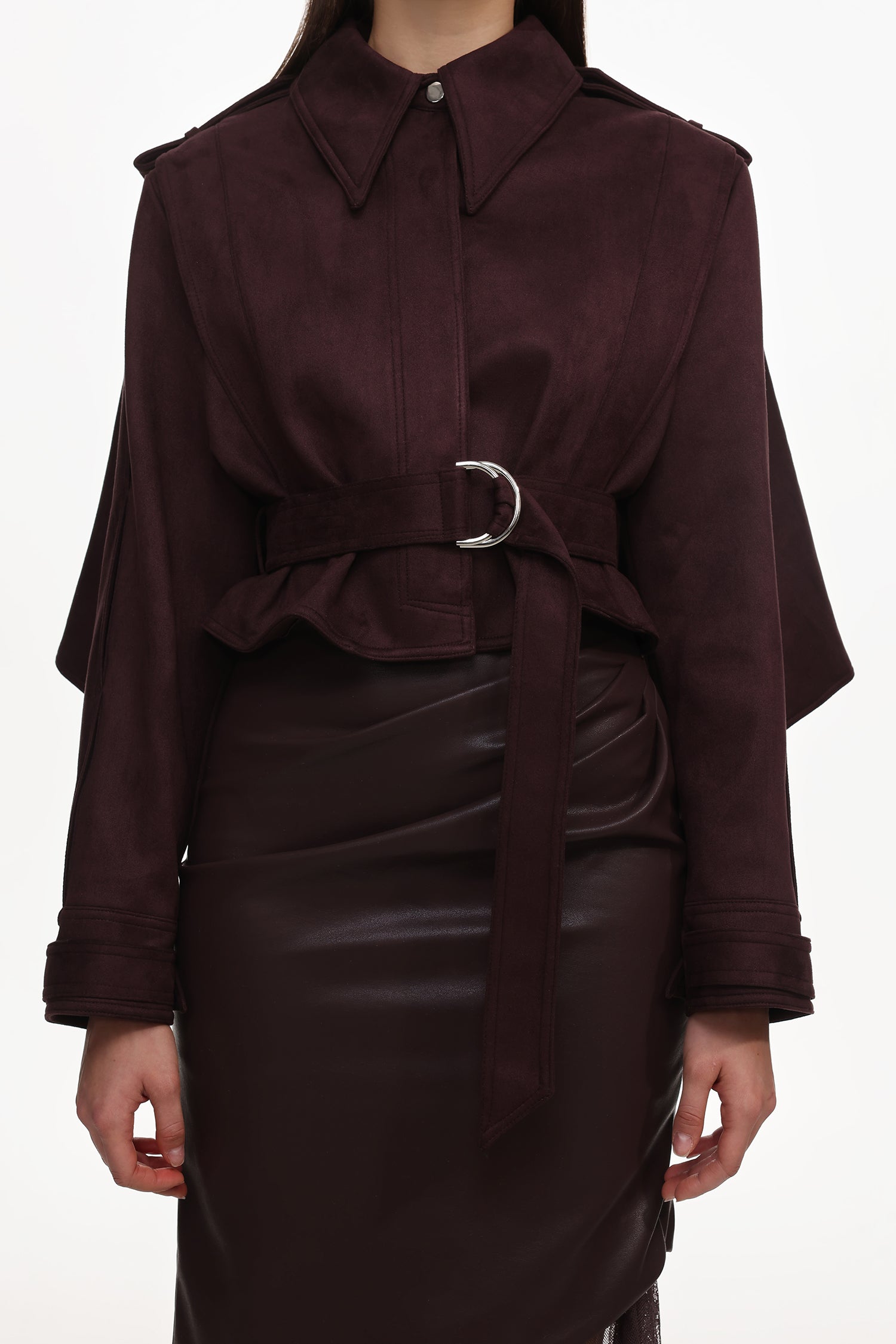 Kimivi Vintage Tailored Long Sleeve Faux Leather Jacket
