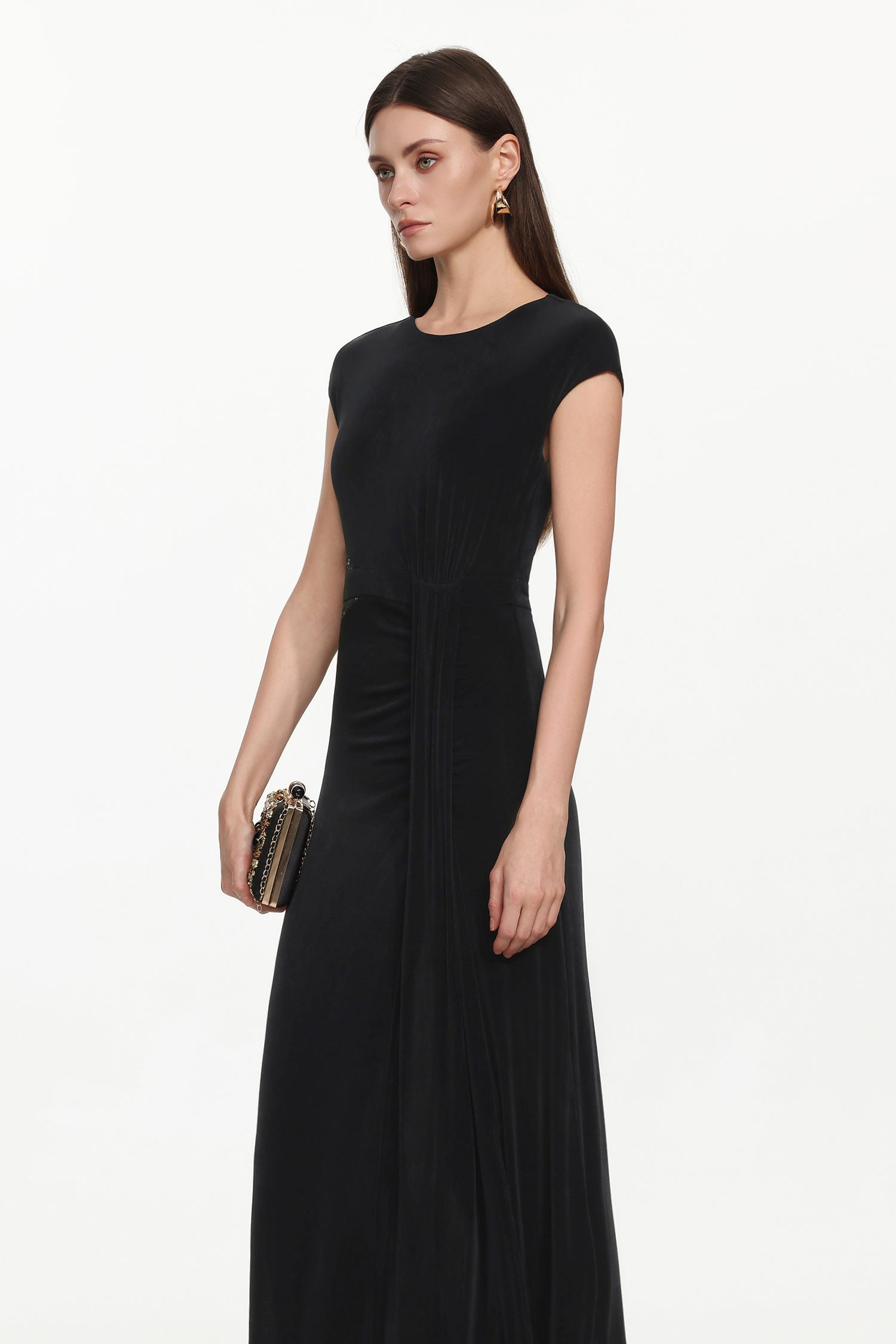 Viaua Chic Contour Sleeveless Cut Out Lace Knit Maxi Dress