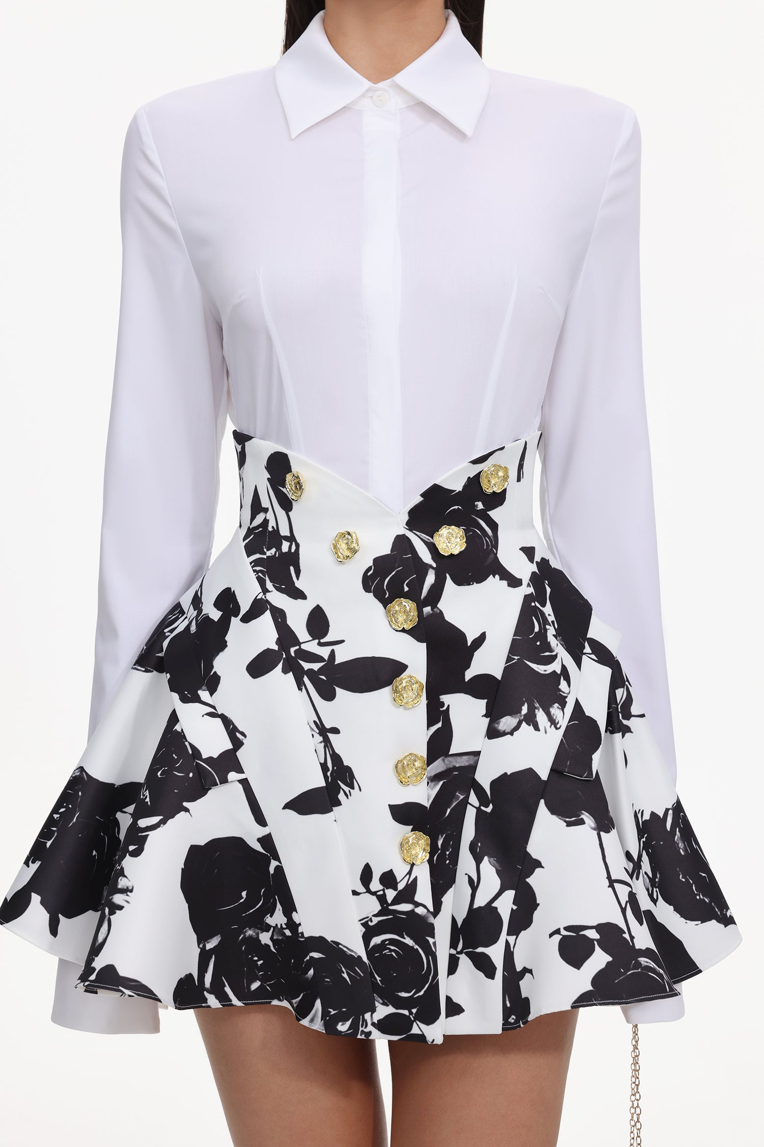 Eithne Long Sleeve Printing Mini Two-Piece Set