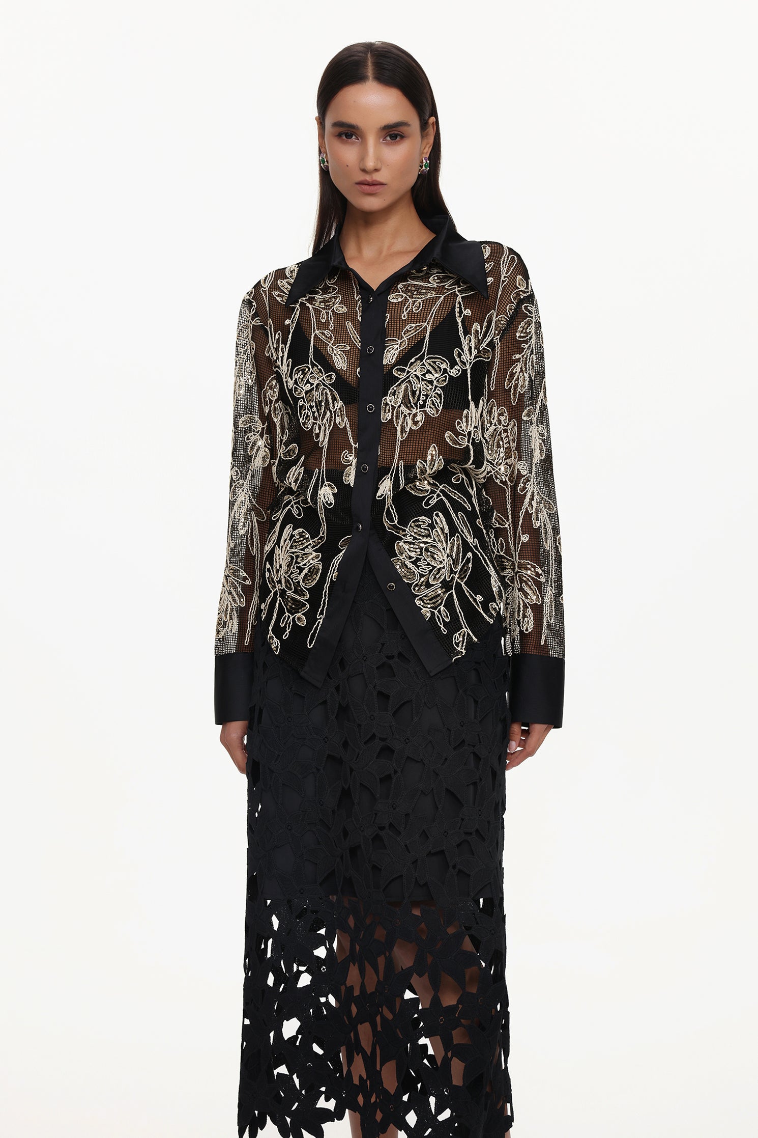 Wilma Elegant Tailored Woven Top And Skirt Set