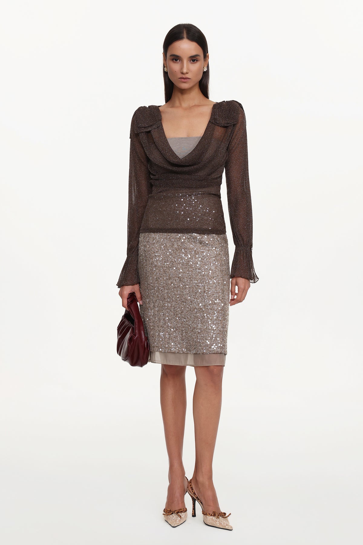 Lane Elegant Contour Top And Skirt Set