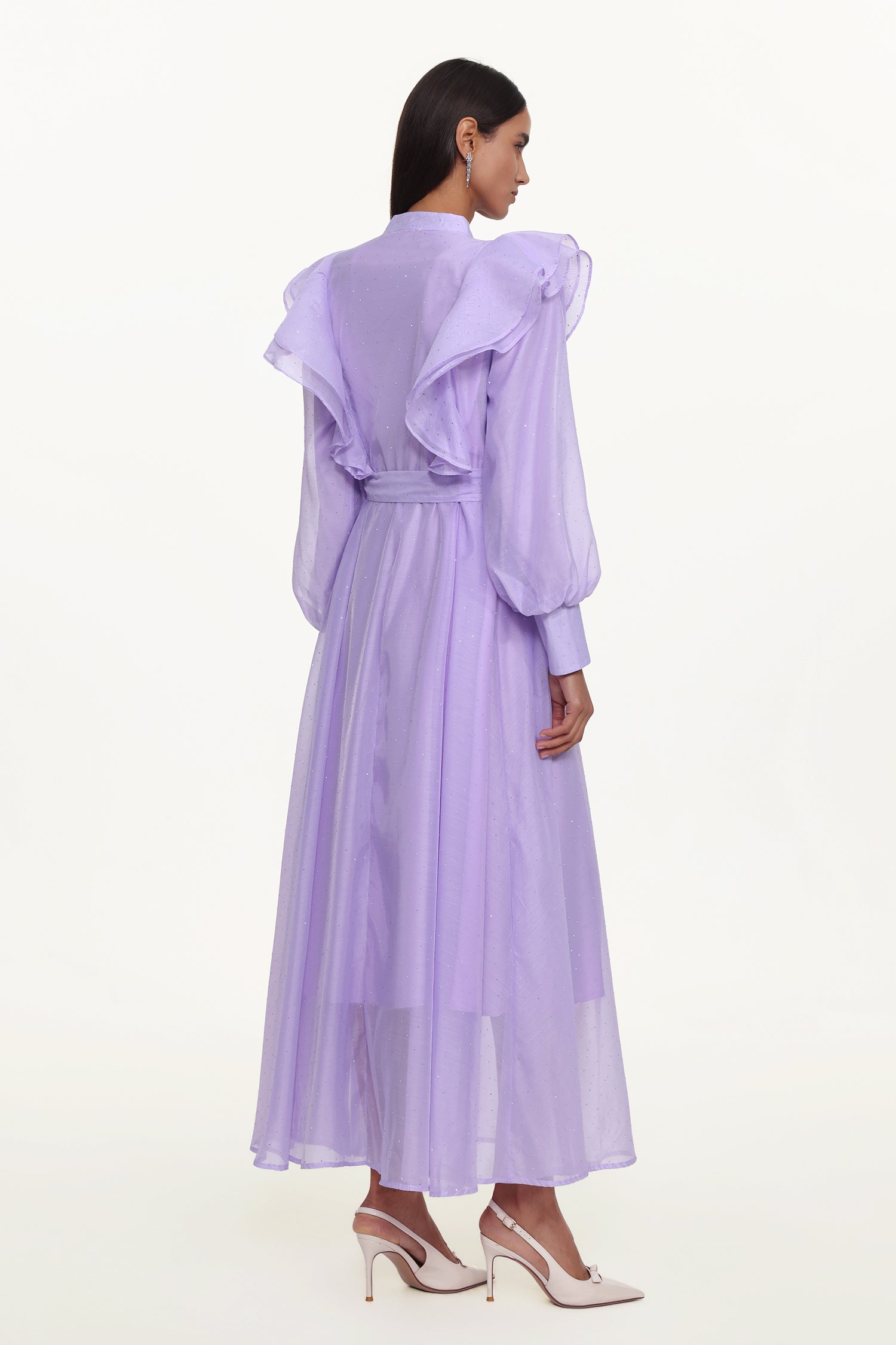 Hattie Resort Flowy Puff Sleeve Ruffle Woven Maxi Dress