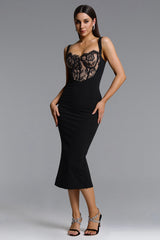 Slare Chic Contour Sleeveless Lace Maxi Dress
