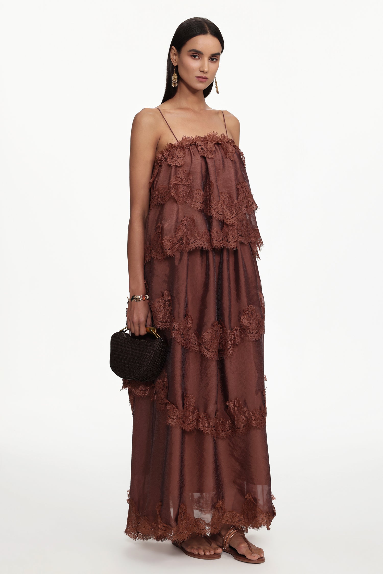 Tutti Resort Flowy Sleeveless Lace Woven Maxi Dress