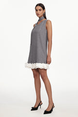Goldi Chic Tailored V Neck Sleeveless Woven Mini Dress