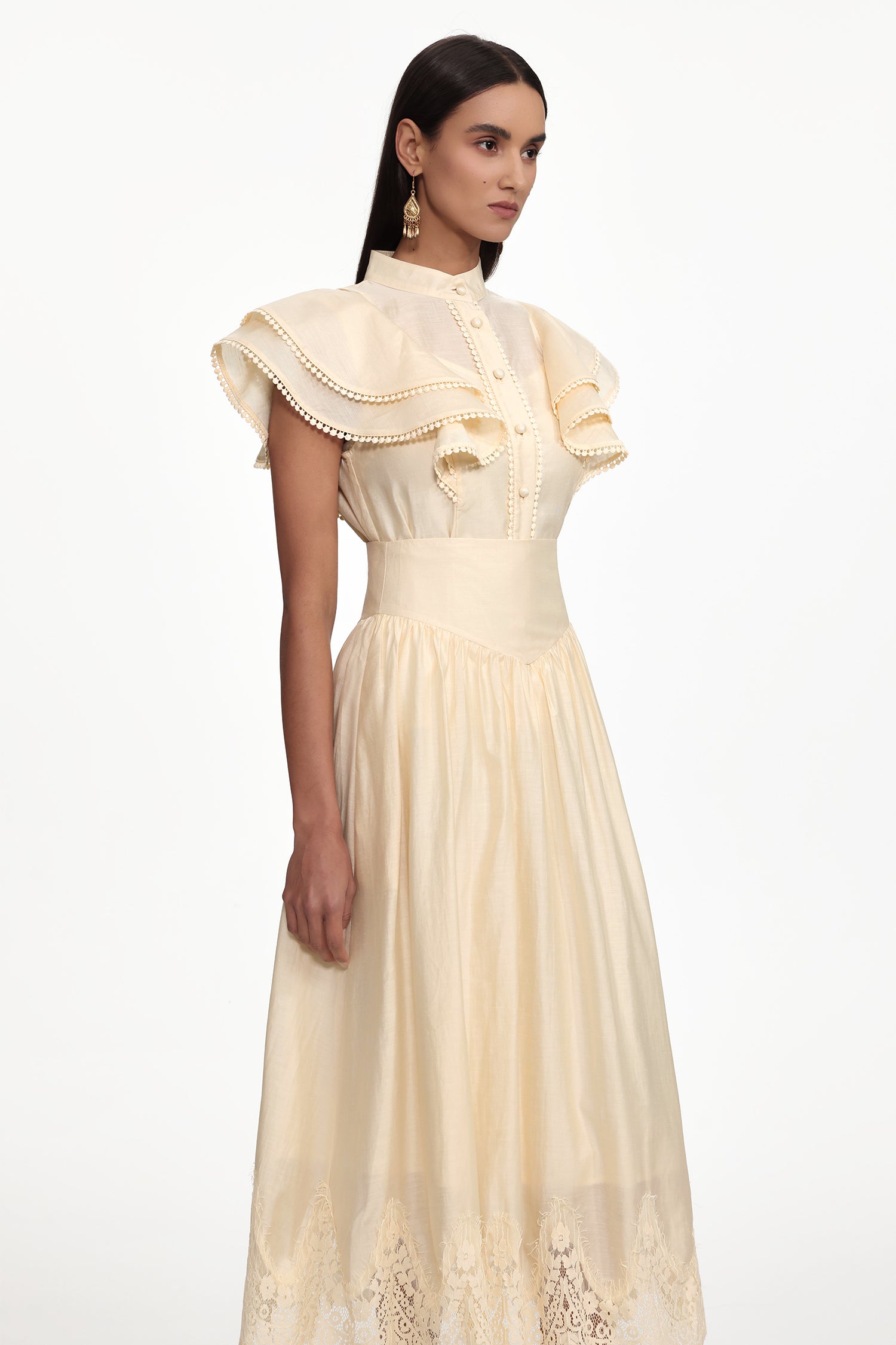 Mafalda Resort Flowy Short Sleeve Ruffle Woven Top and Skirt Set