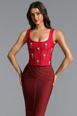 Pansy Classic Contour Rhinestone Floral Bandage Top