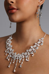 Zada Crystal Fringe Choker Necklace Earrings Set