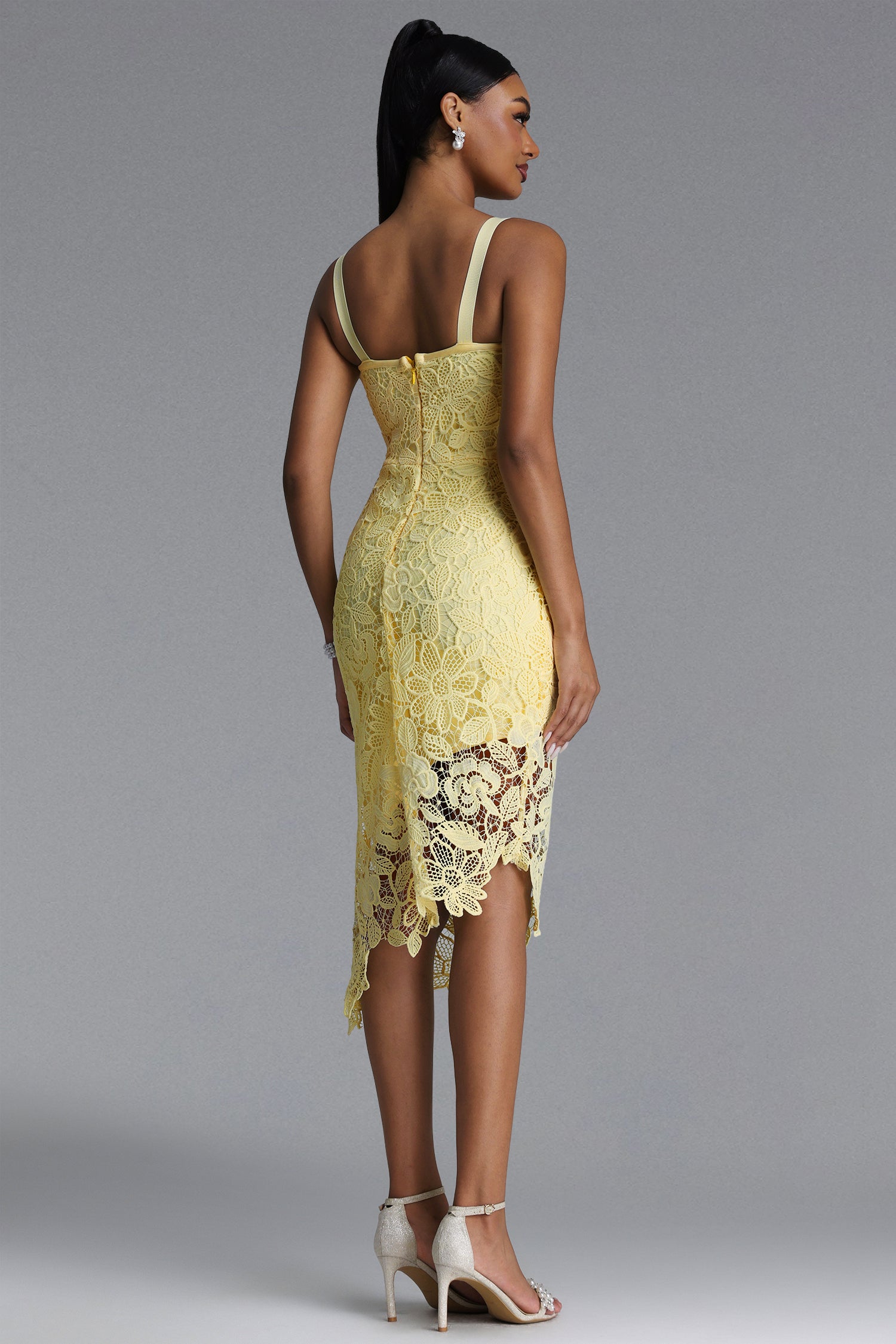 Hanava Chic Contour Lace Bandage Midi Dress