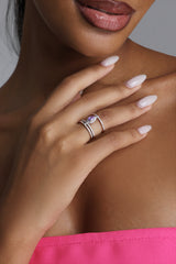 Labola Layered Crystal Silver Ring