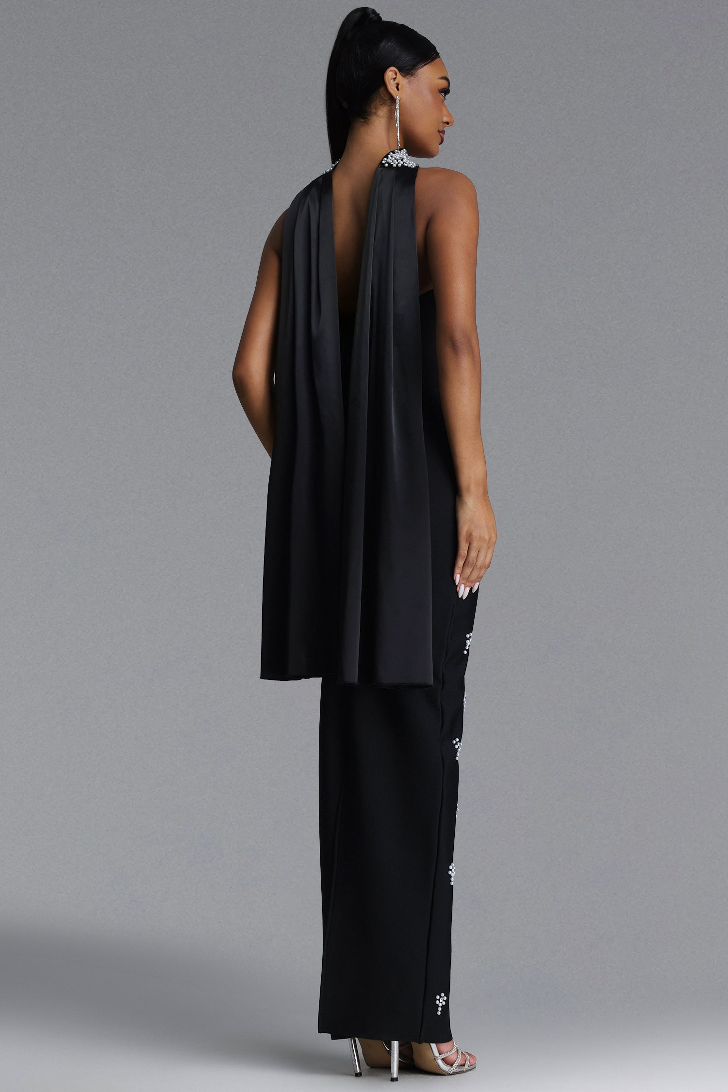 Marina Glamorous Contour Strapless Rhinestone Bandage Maxi Dress