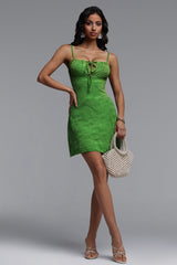 Viaya Resort Cinched Sleeveless Jacquard Woven Mini Dress